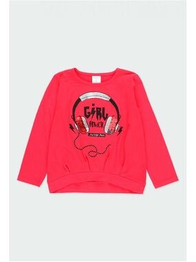 Girls' Red 'Girl Power' Graphic Long-Sleeve Tee